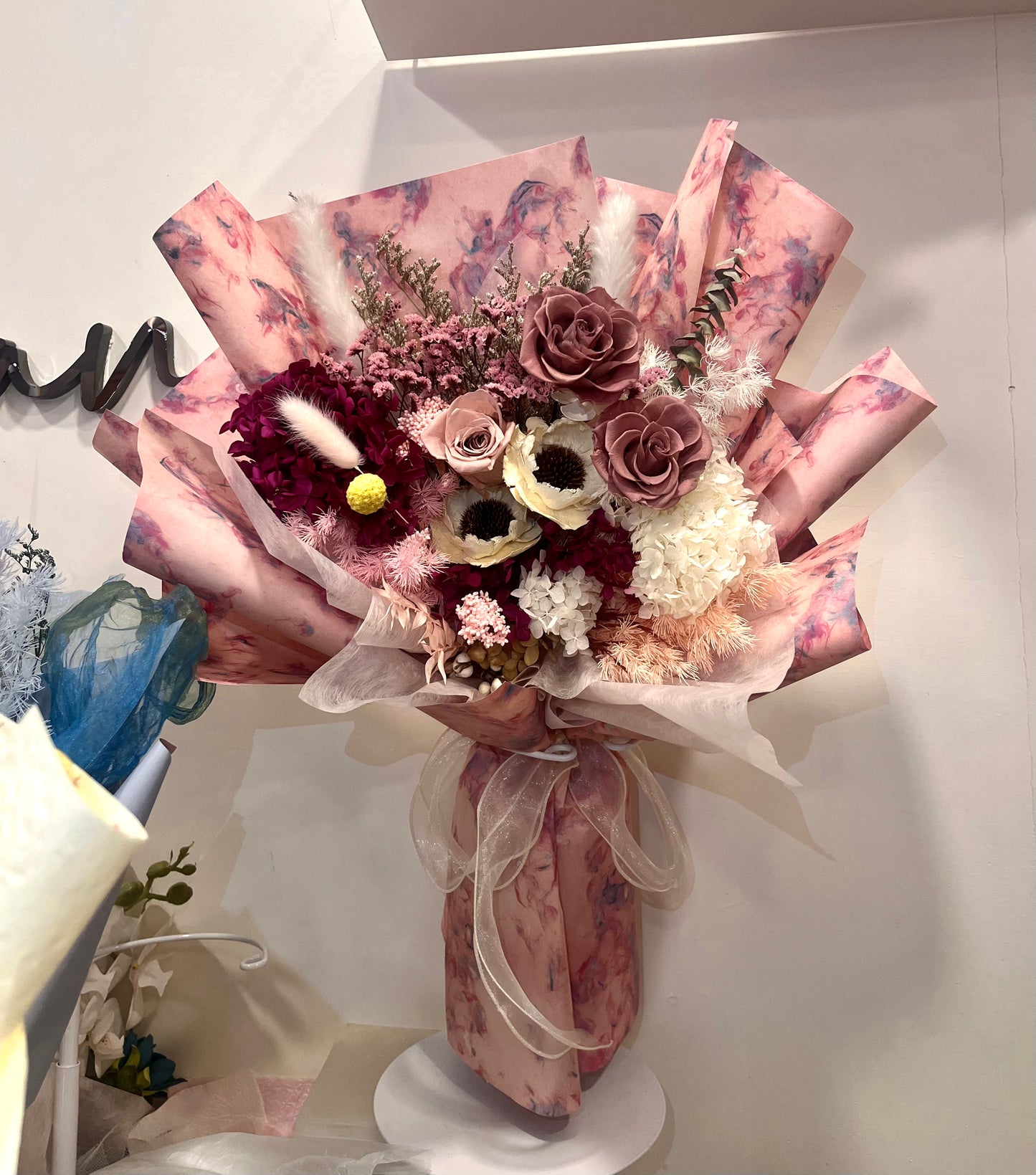 Preserved Pink Tone Roses Bouquet 粉紅色系保鮮花玫瑰花束