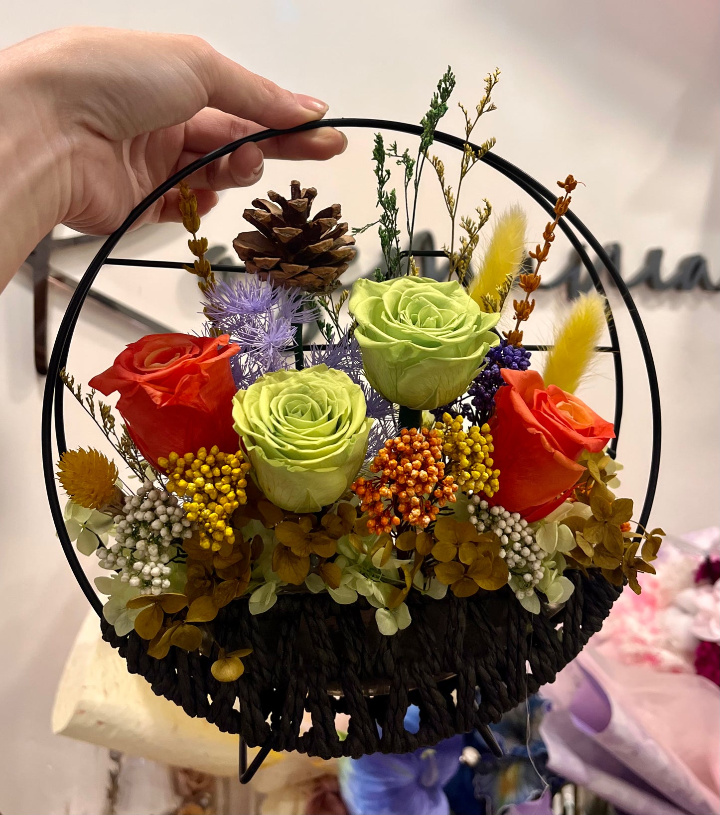 Tiny Garden Preserved Roses Floral Arrangement