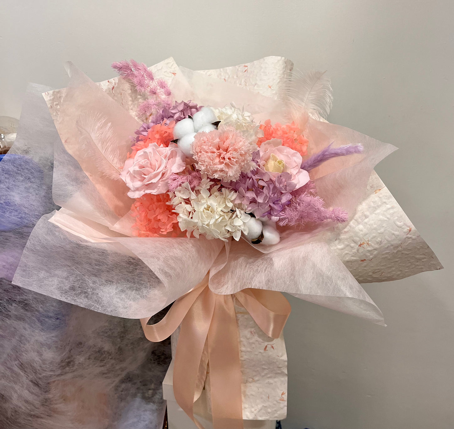 Preserved Pink Rose and Carnation Bouquet