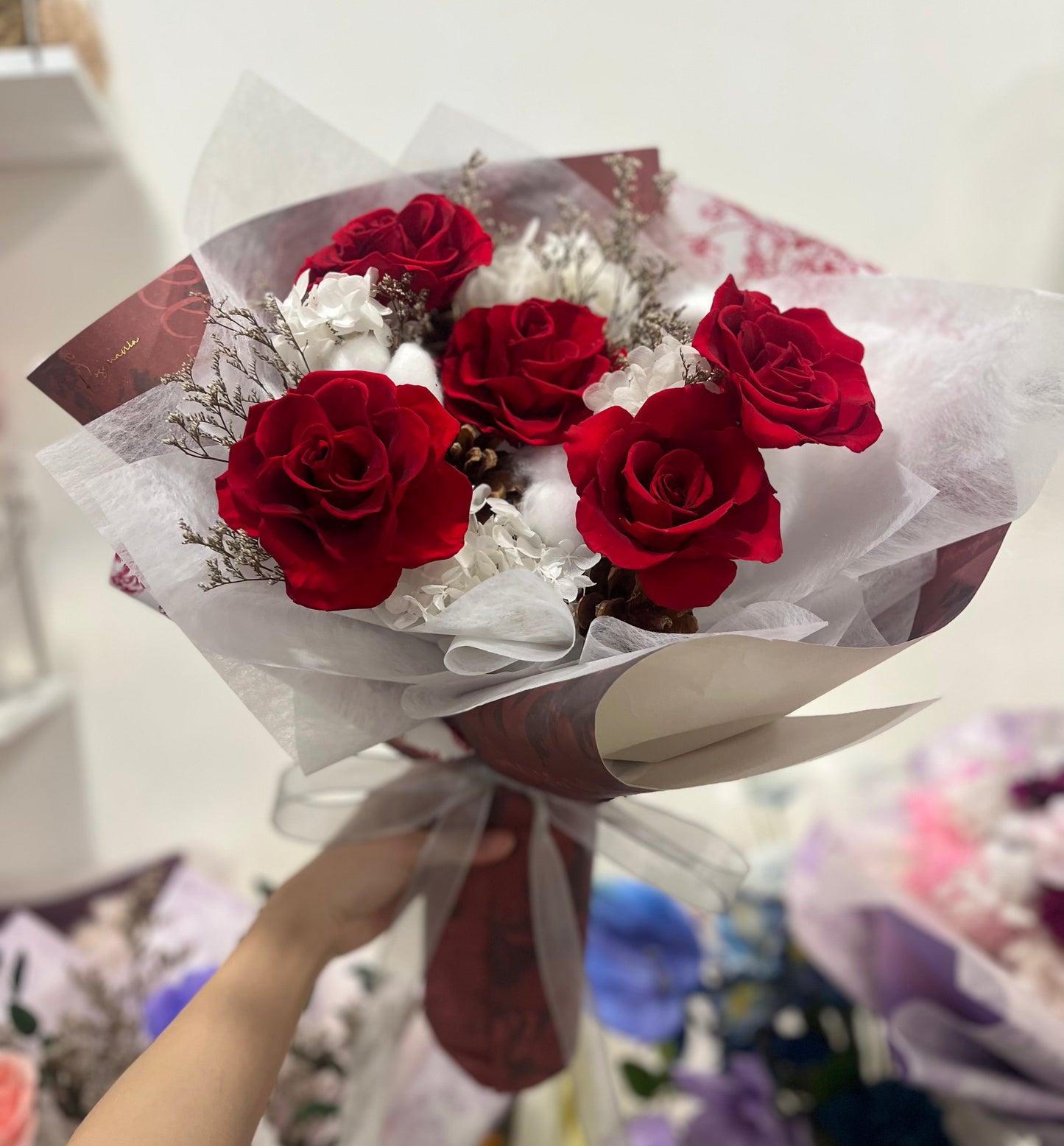 Classic Red Preserved Roses Bouquet