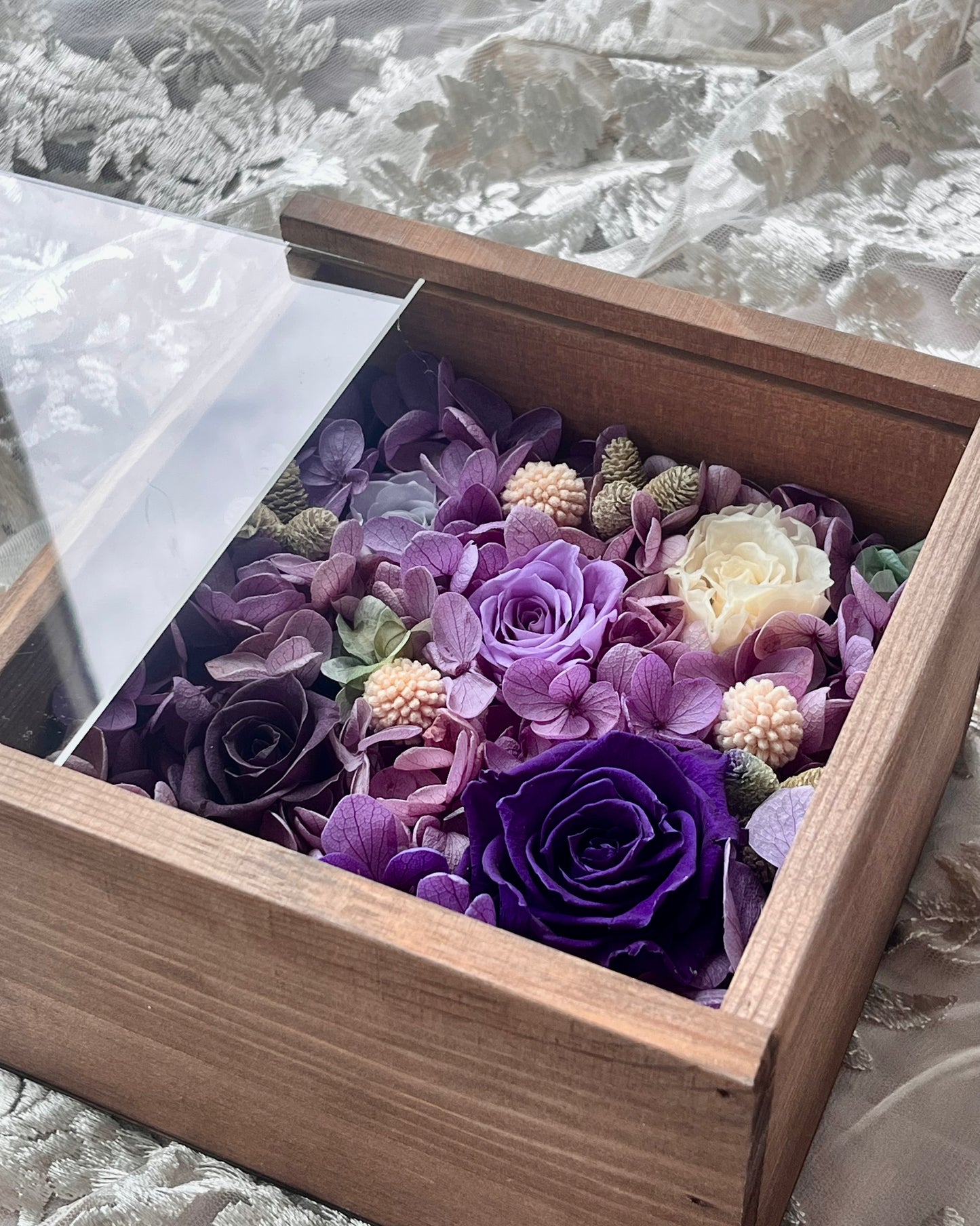 Preserved Purple Flower Box