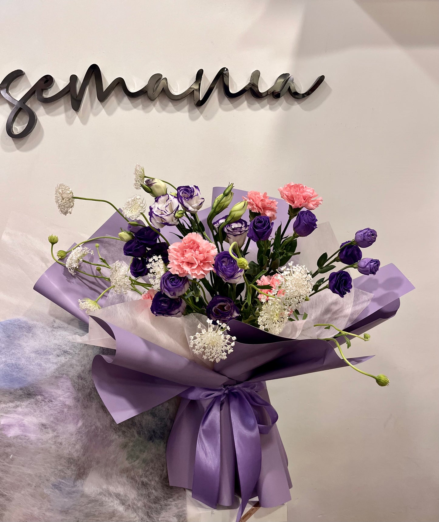 Fresh Purple Ranunculus & Pink Carnation Bouquet