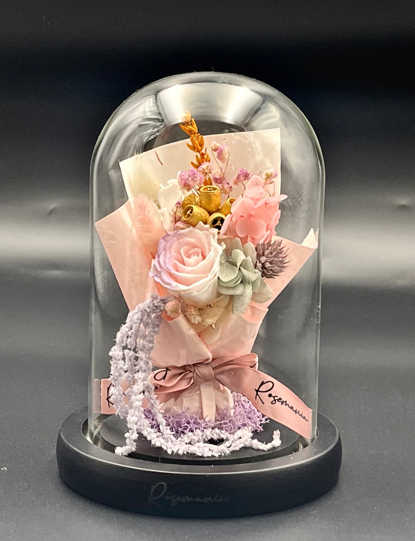 Preserved Rose Mini Bouquet Glass Dome