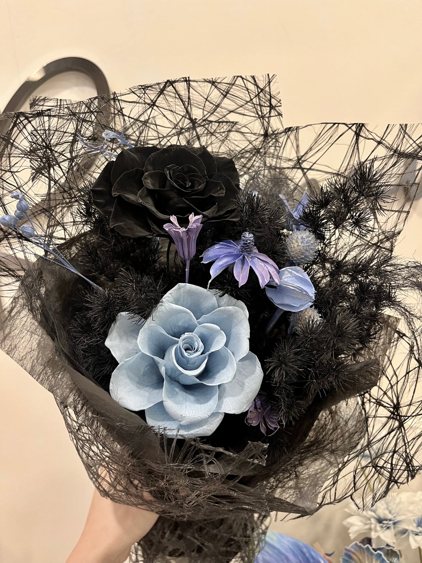 Preserved Black and Blue Bouquet