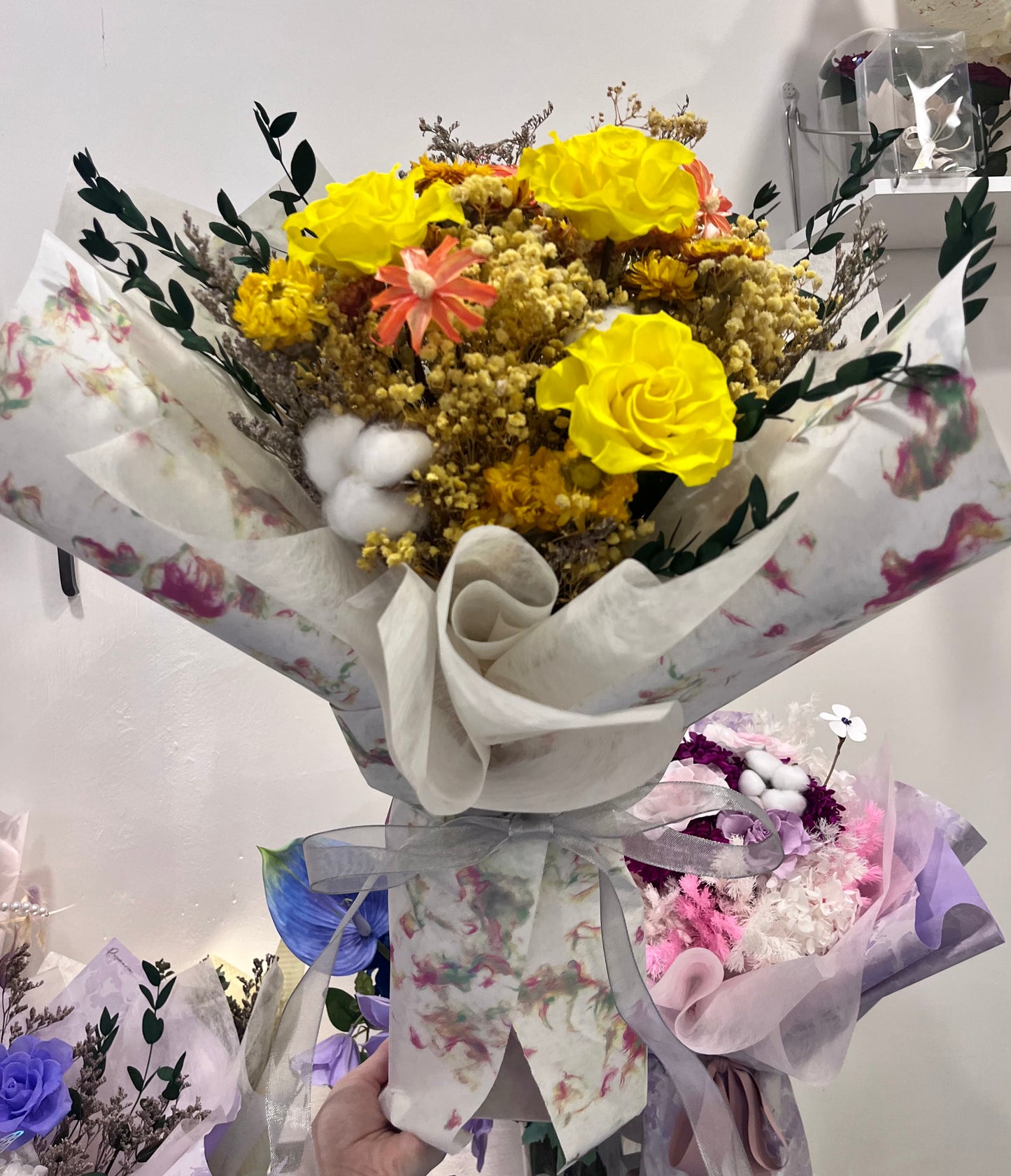 Yellow Preserved Roses Bouquet