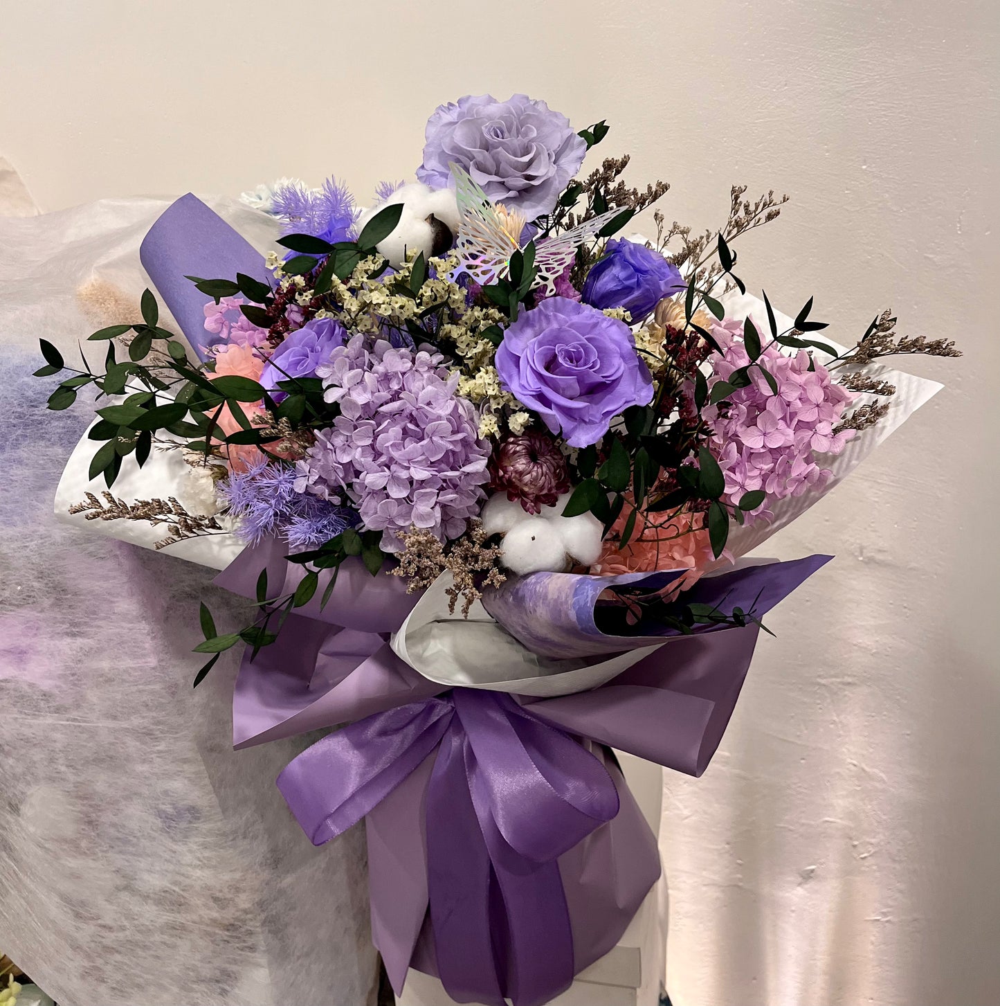 Purple Tone Preserved Roses Bouquet