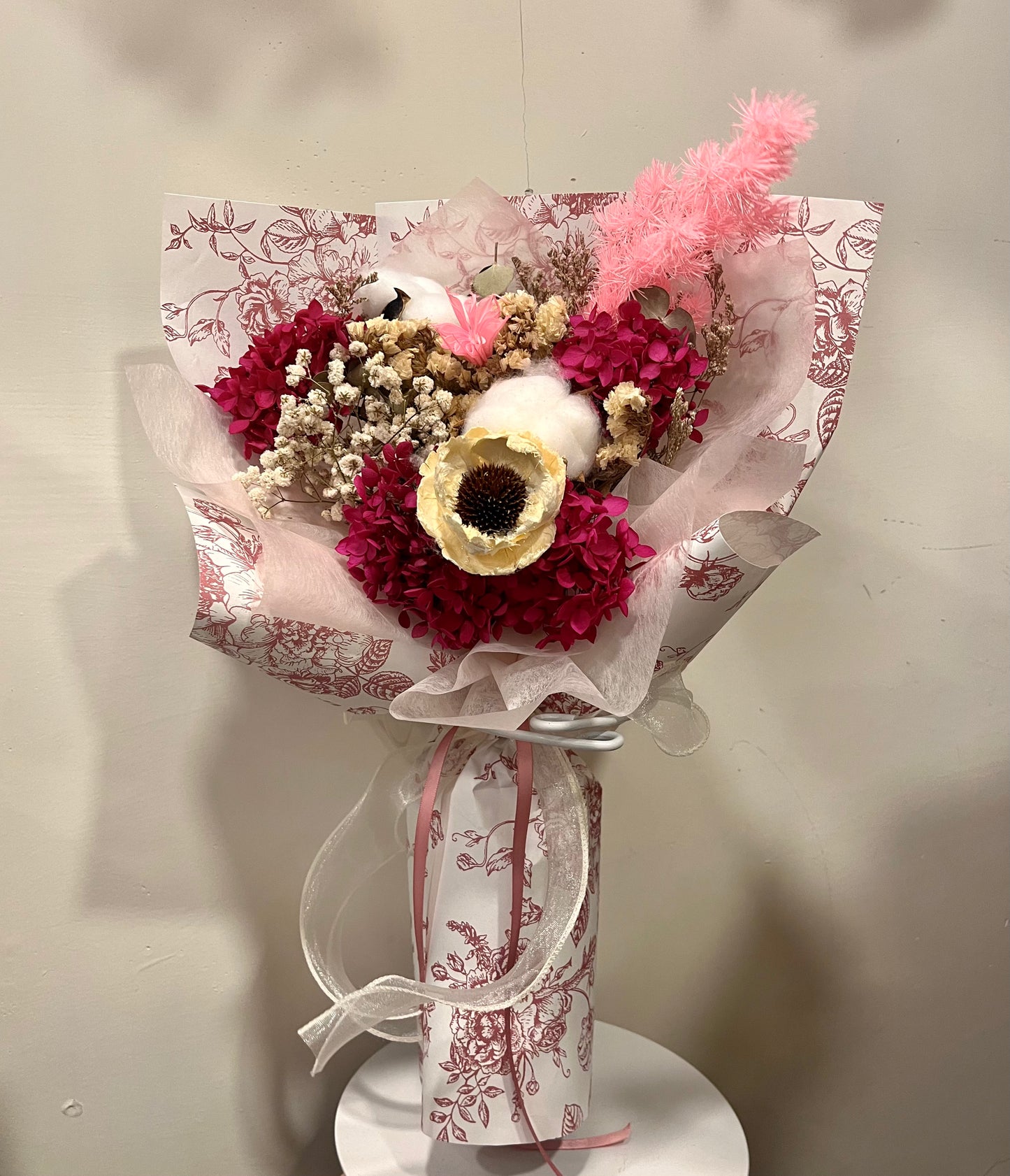Preserved Red Tone Bouquet 玫紅色調保鮮花花束