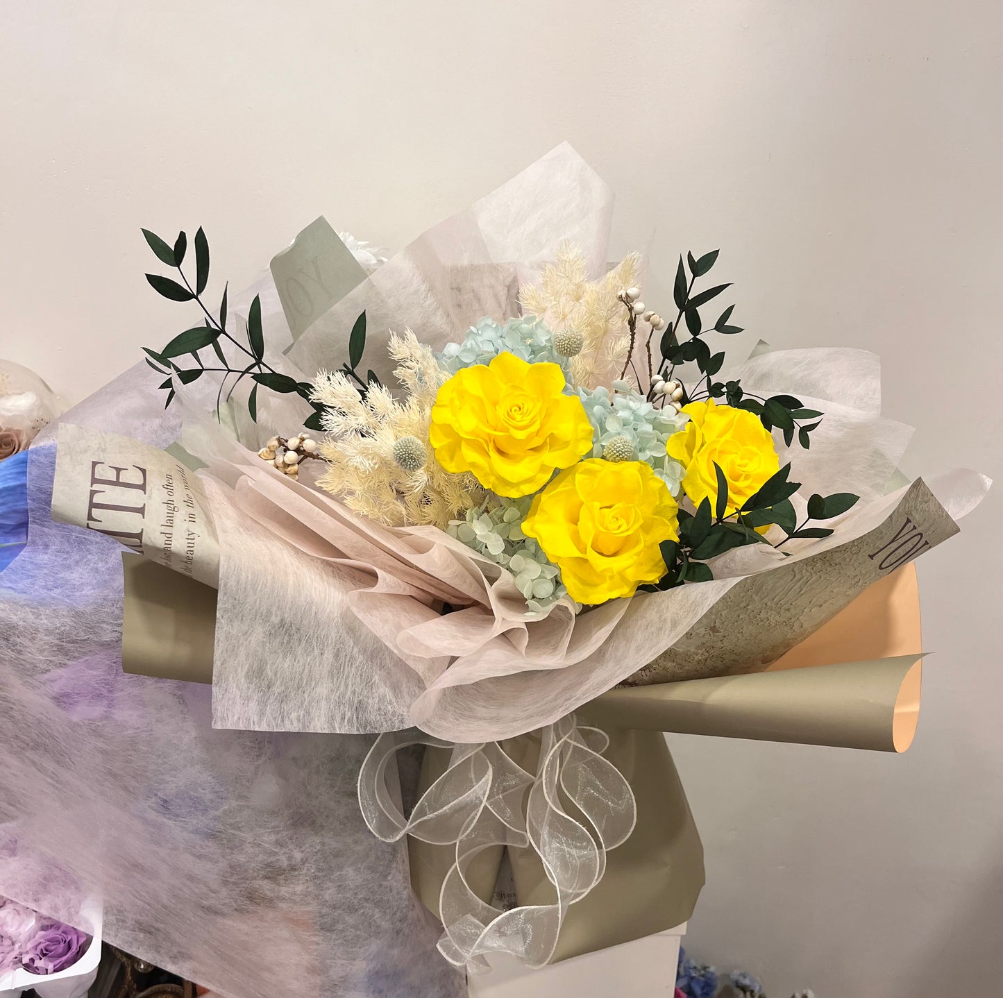 Preserved Yellow Roses Bouquet