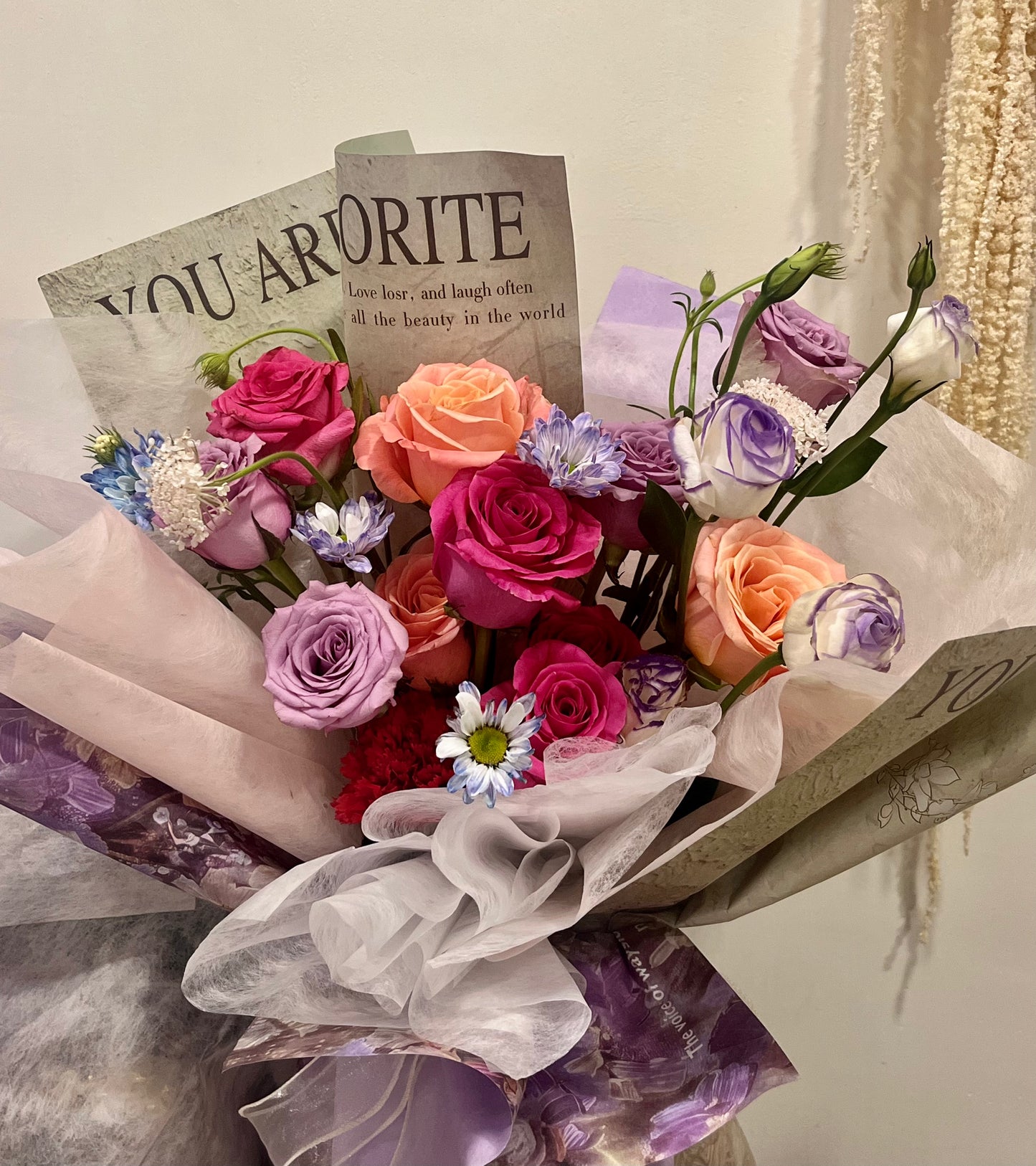 Fresh Bright Roses and Flowers Bouquet