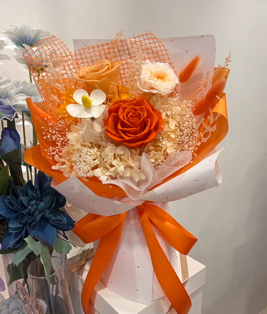 Orange Preserved Roses Bouquet