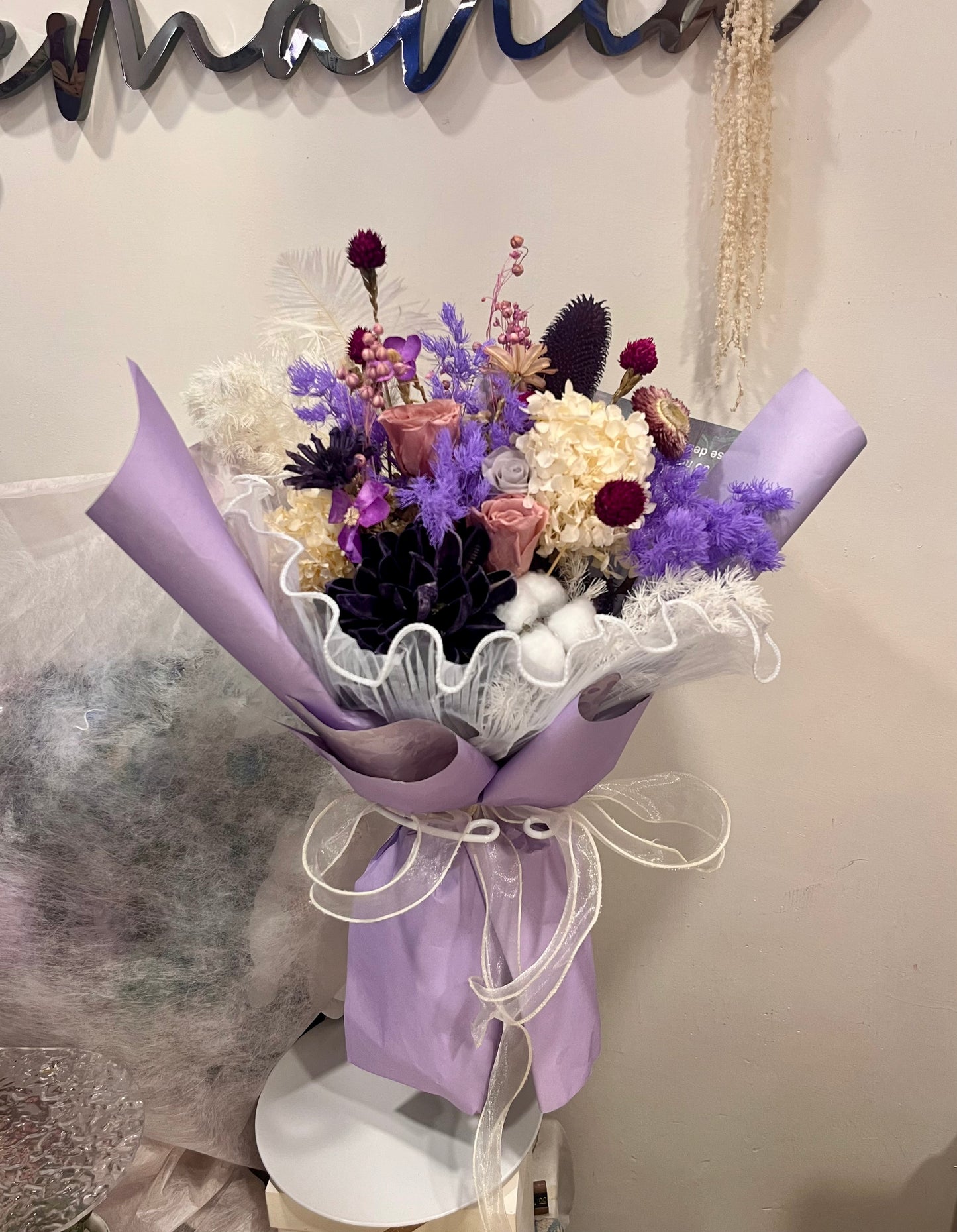 Preserved Purple Roses Bouquet