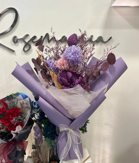 50cm Purple Preserved Flower Bouquet