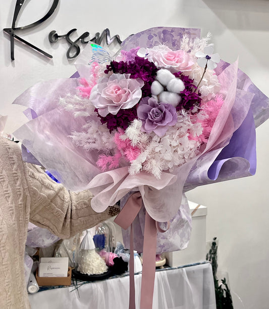 50cm Purple Tone Preserved Roses Bouquet