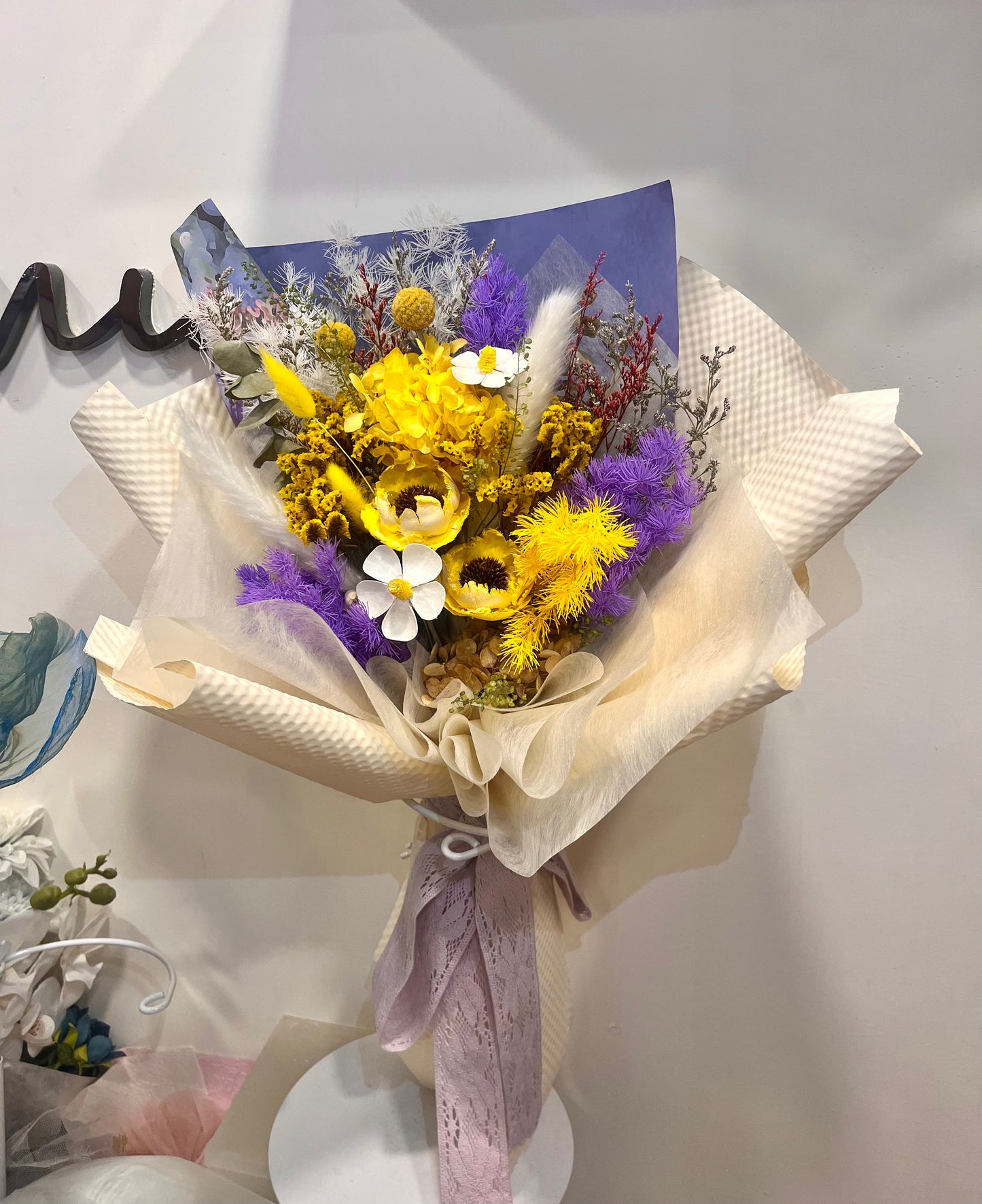 Preserved Purple Yellow Tone Preserved Bouquet 紫色+黃色調保鮮花花束
