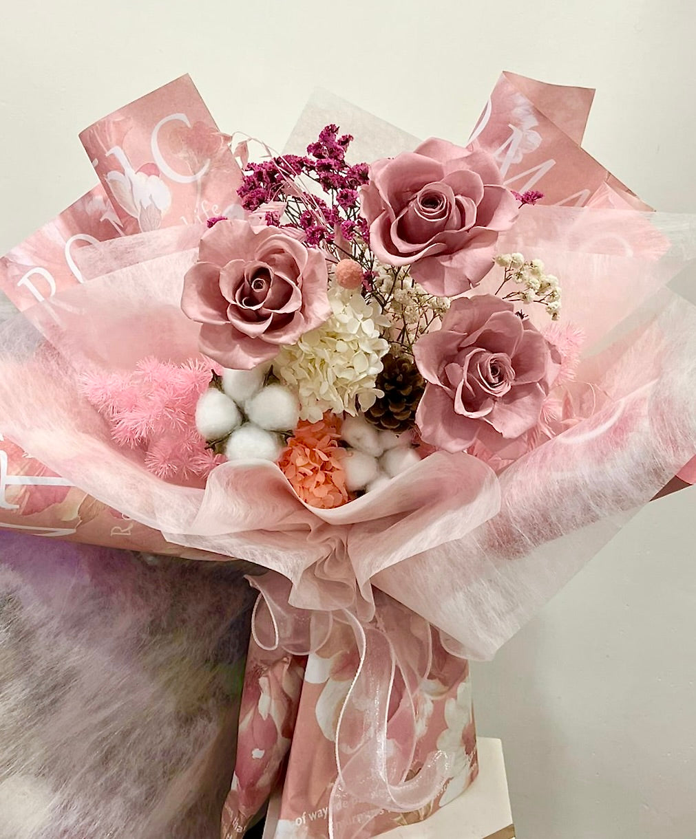 Preserved Pink Roses Bouquet