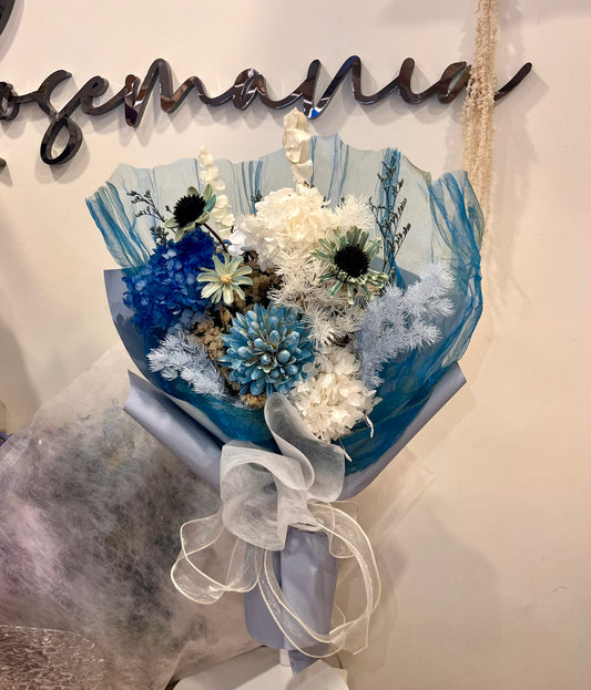 Preserved Blue Flowers Bouquet