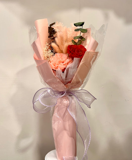Preserved Pink Tone Rose & Carnation Bouquet 粉紅色調保鮮花玫瑰康乃馨花束