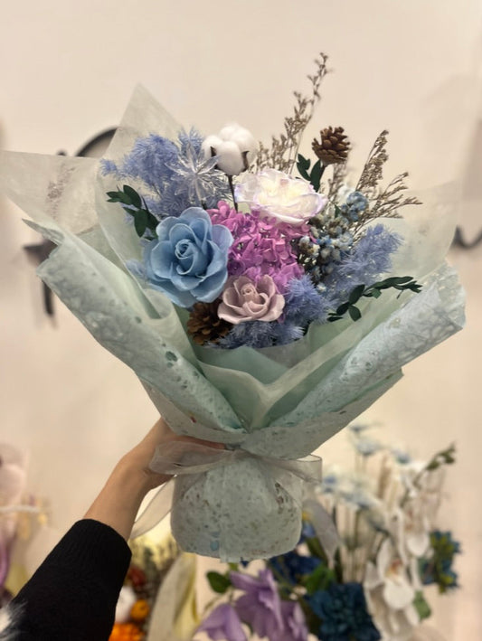 Blue Tone Preserved Roses Bouquet