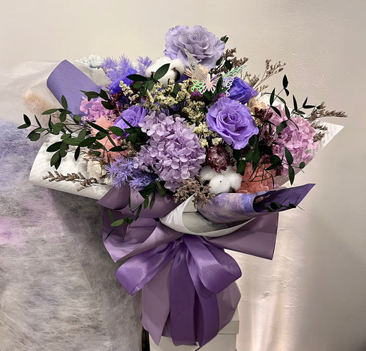 Purple Tone Preserved Roses Bouquet