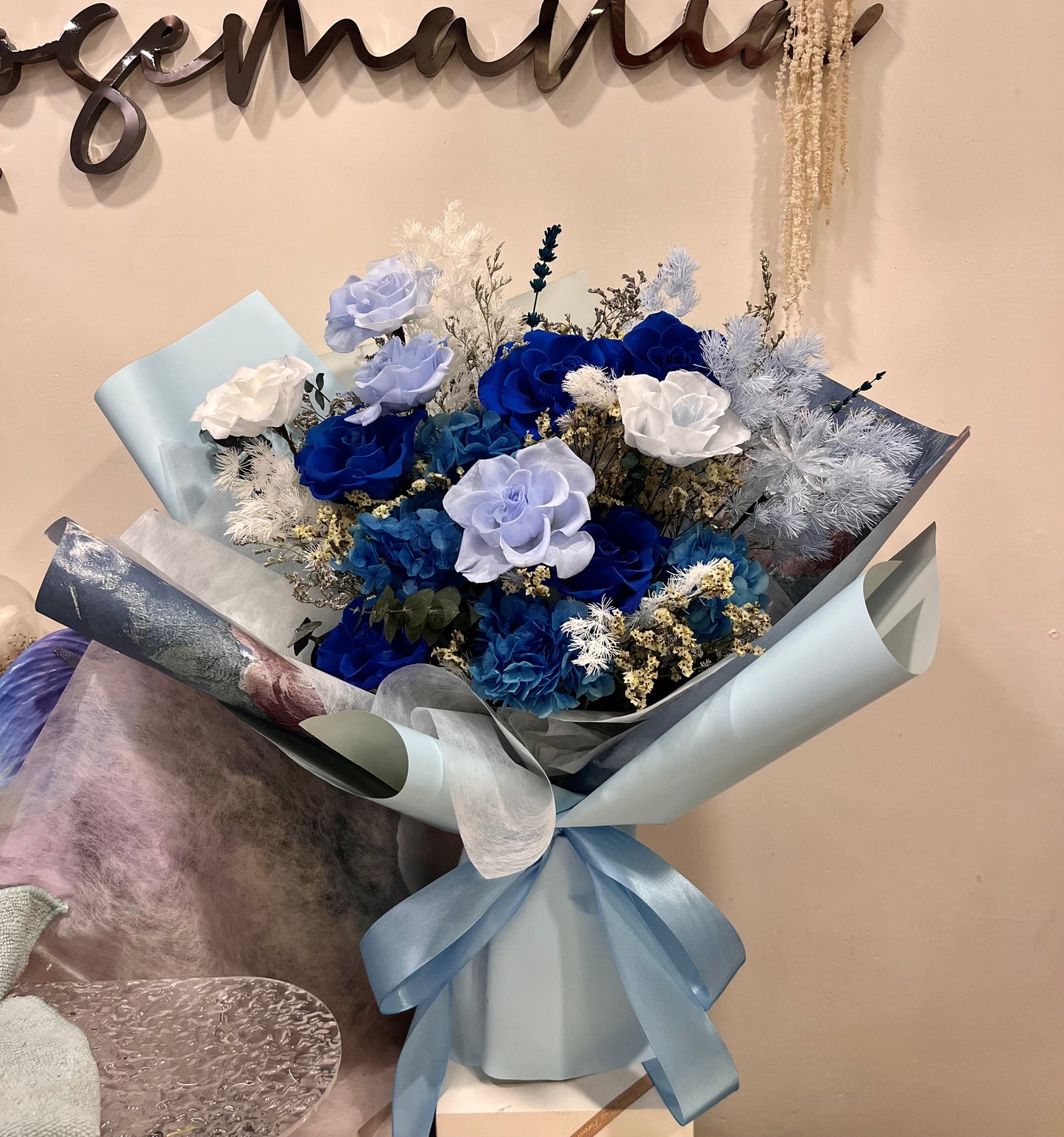 Preserved Blue Roses Bouquet
