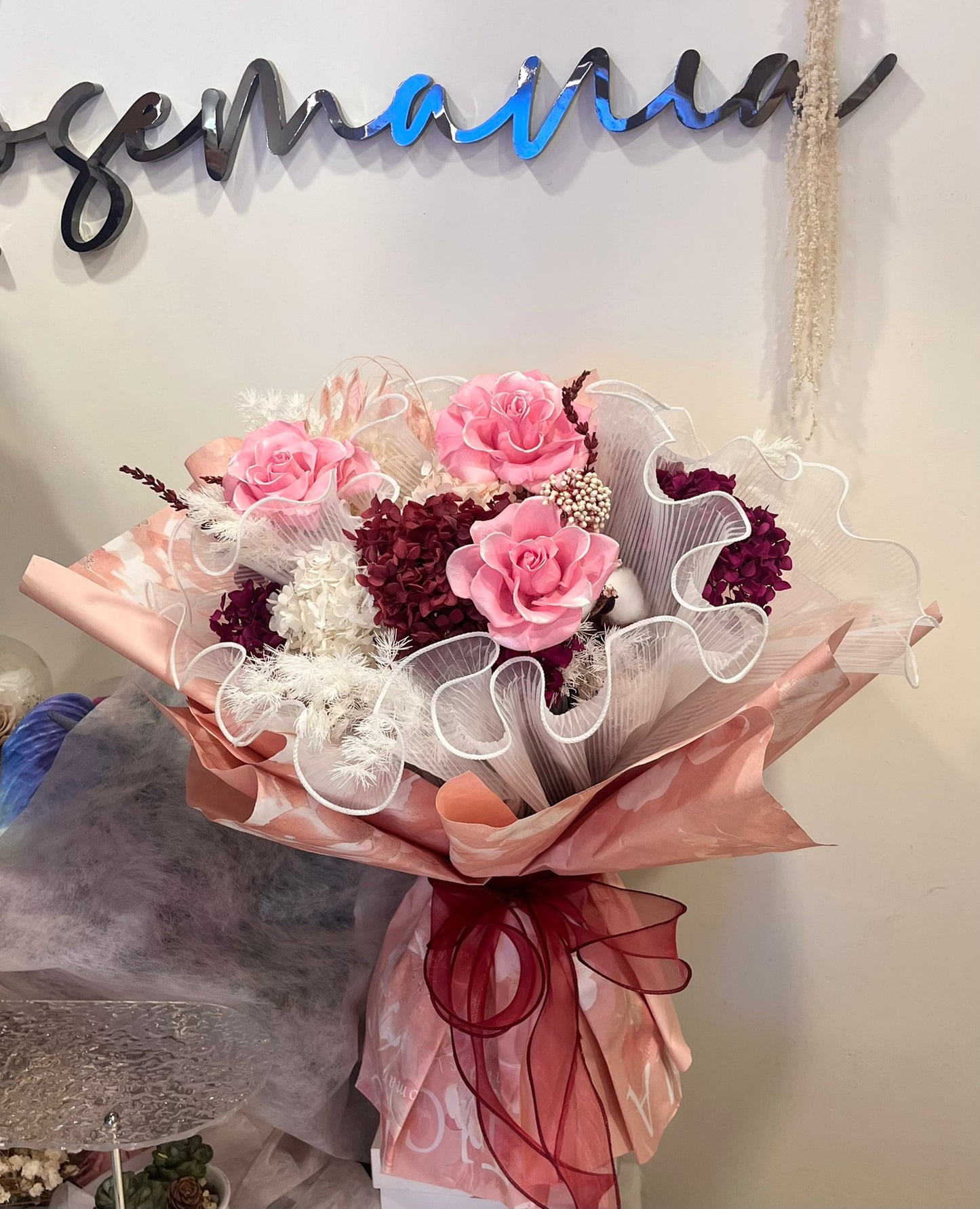 50-60cm Wide Sphere Preserved Roses Bouquet