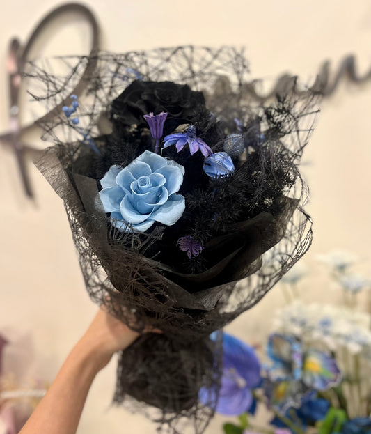 Preserved Black and Blue Bouquet