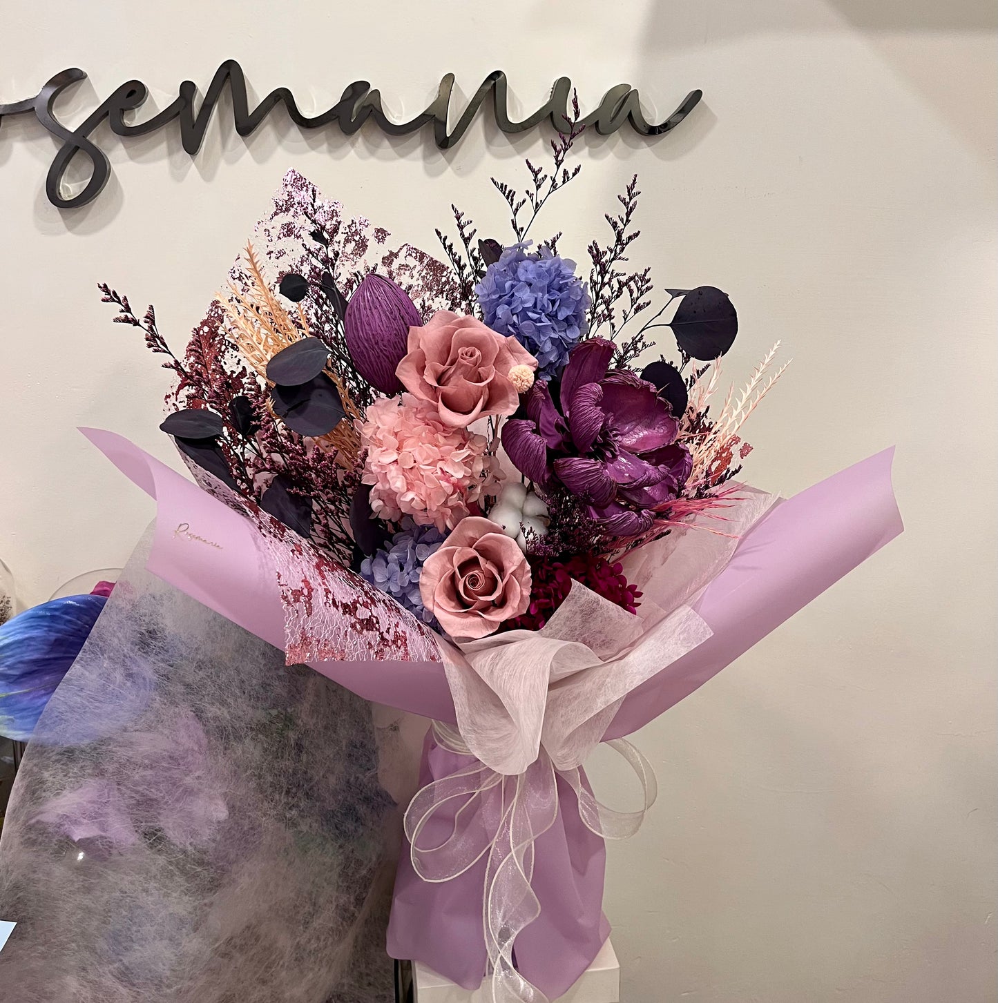 Purple-tone Preserved Roses Bouquet
