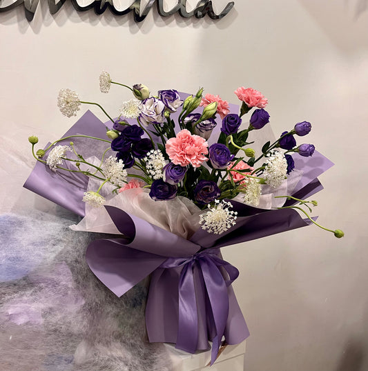 Fresh Purple Ranunculus & Pink Carnation Bouquet