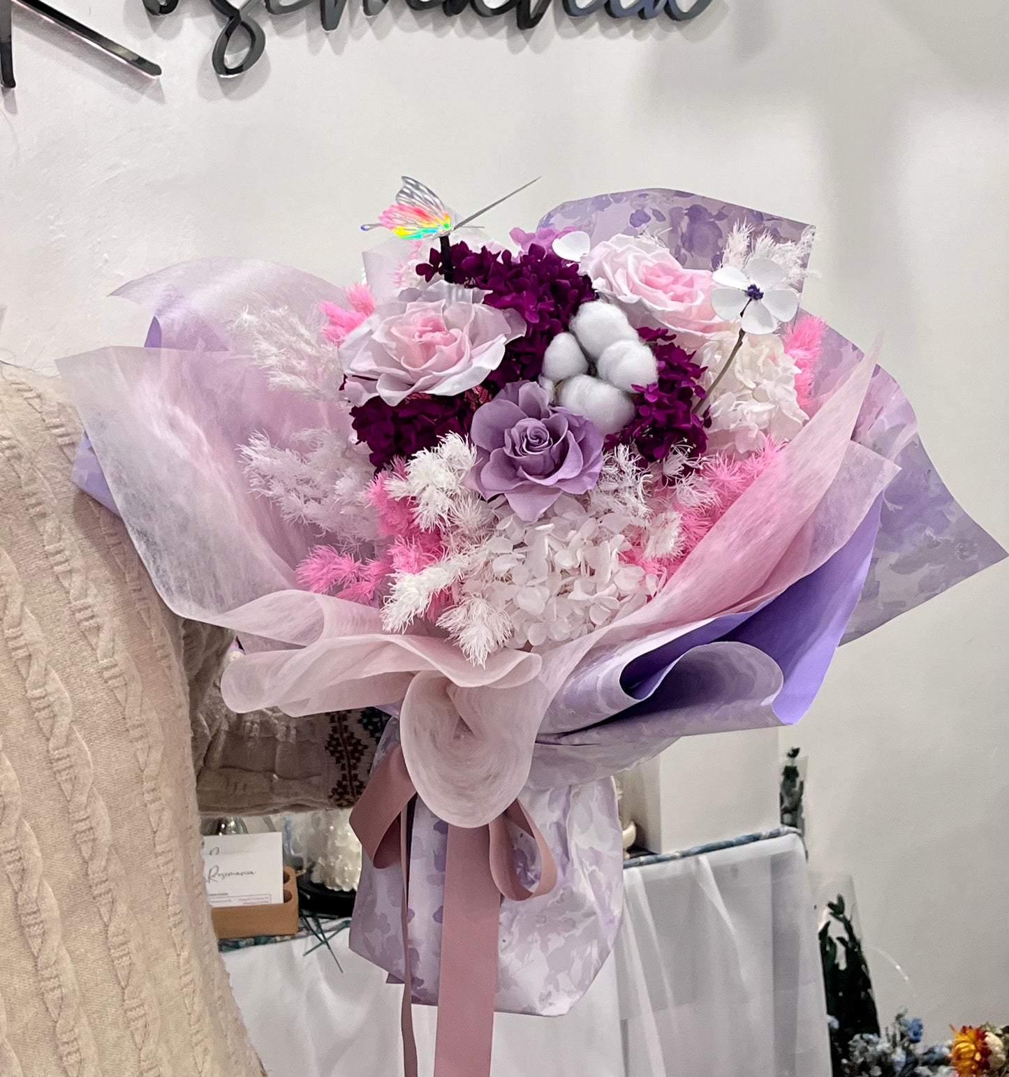 50cm Purple Tone Preserved Roses Bouquet