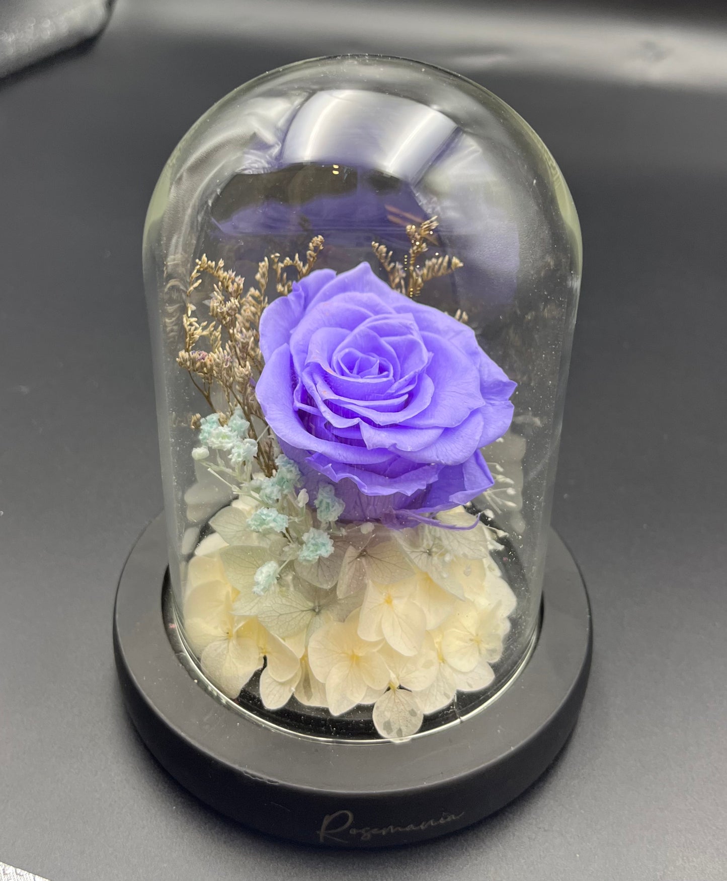 Preserved Purple Rose Glass Dome