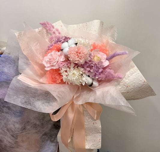 Preserved Pink Rose and Carnation Bouquet