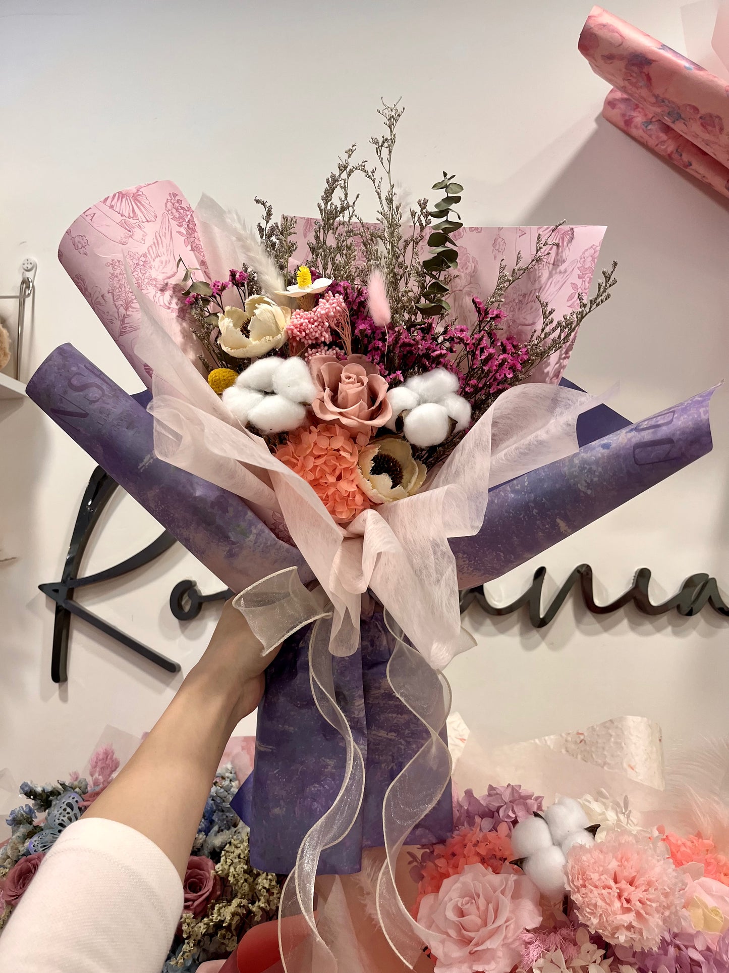 Preserved Pink Roses Bouquet