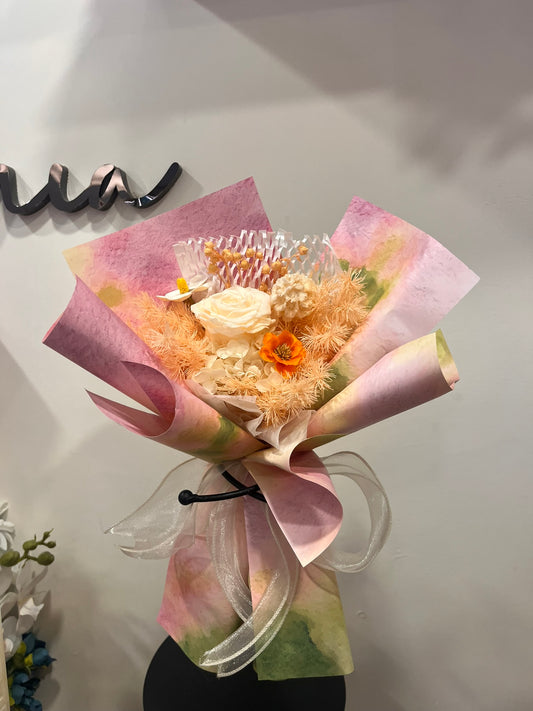 Preserved Orange Tone Rose Bouquet 橙色調保鮮花玫瑰花束