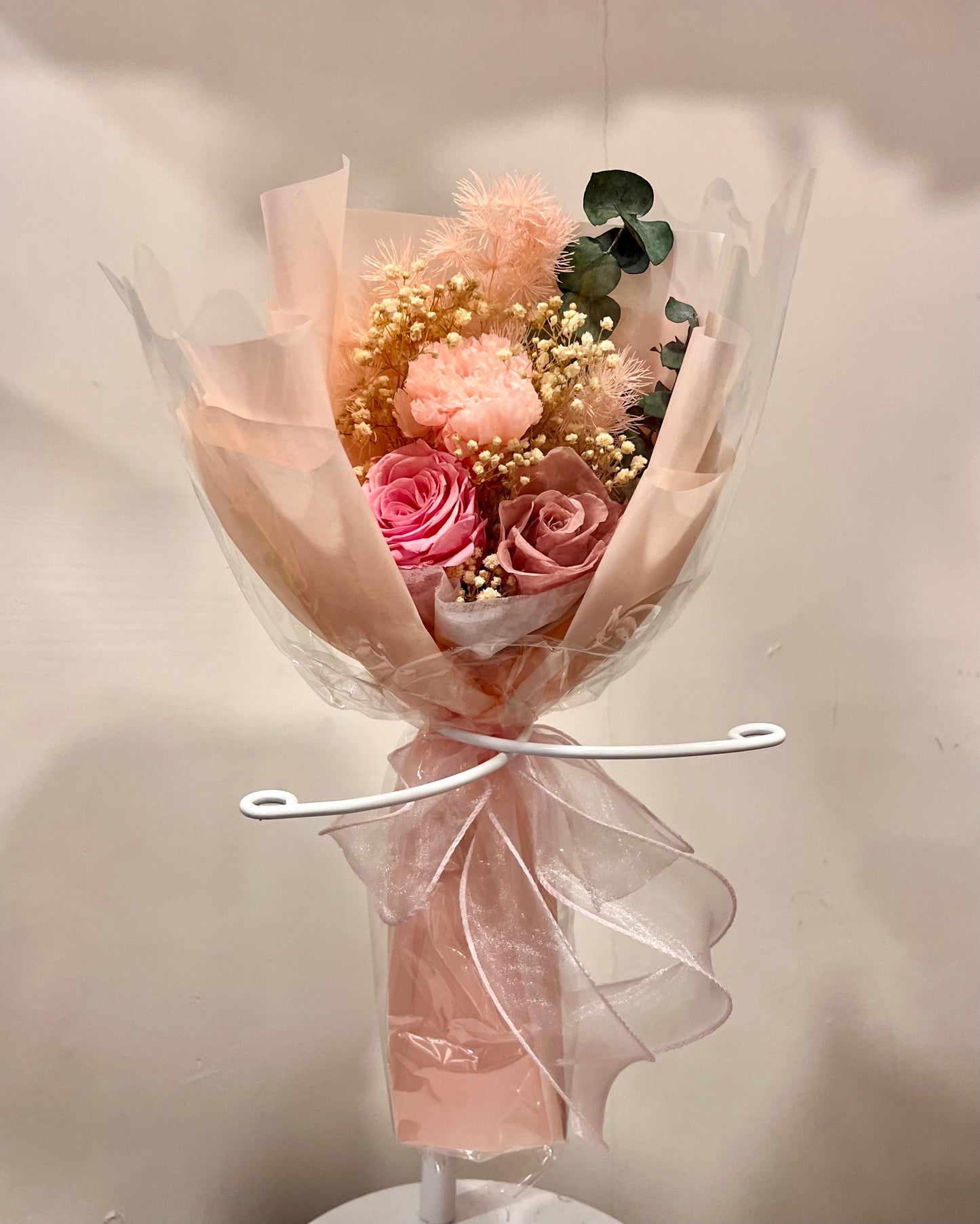 Preserved Pink Tone Rose & Carnation Bouquet 粉紅色調保鮮花玫瑰康乃馨花束