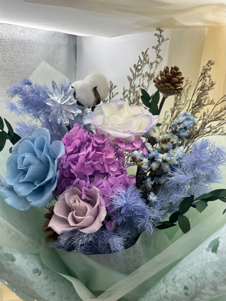 Blue Tone Preserved Roses Bouquet