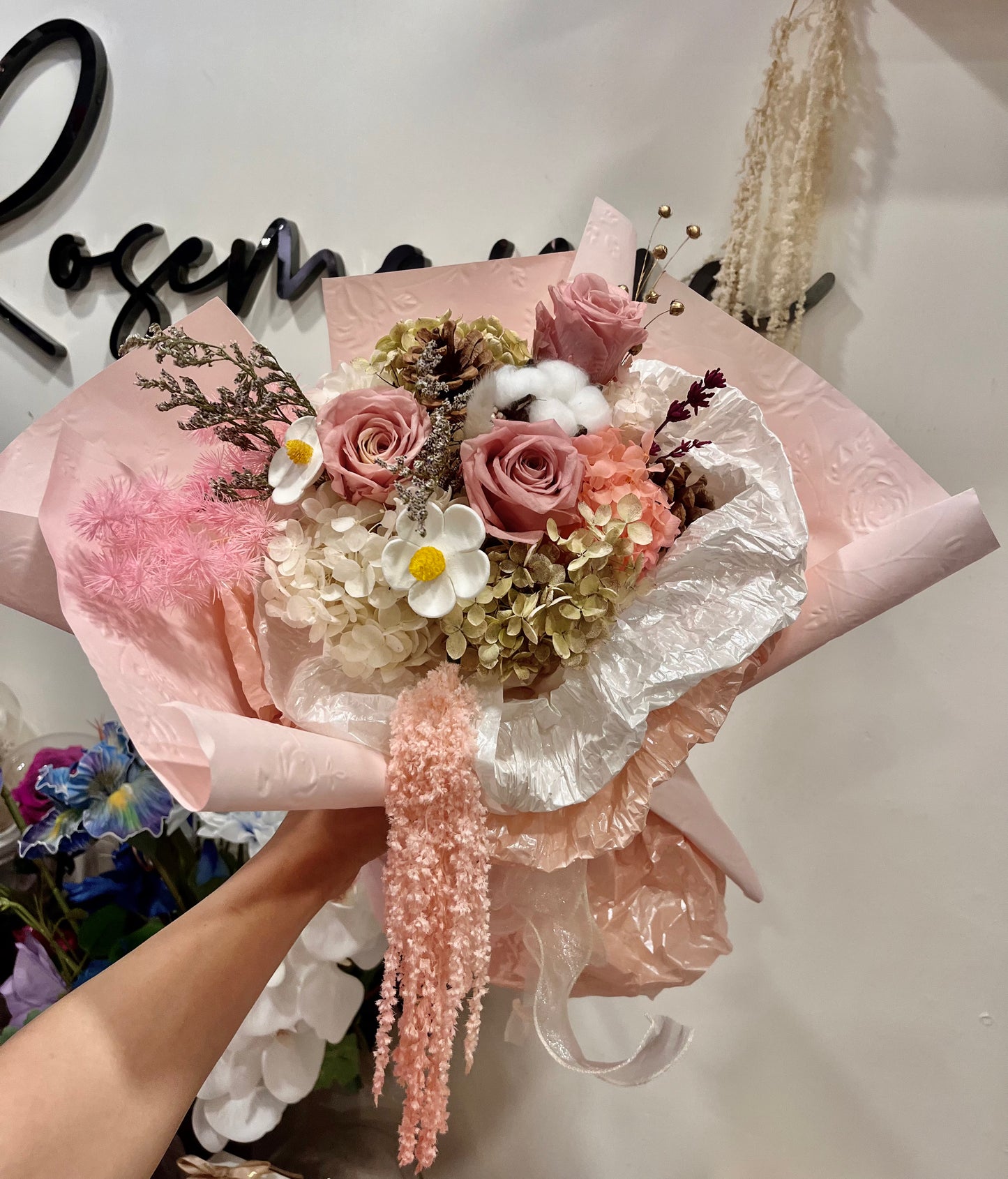 Preserved Pink Roses Bouquet