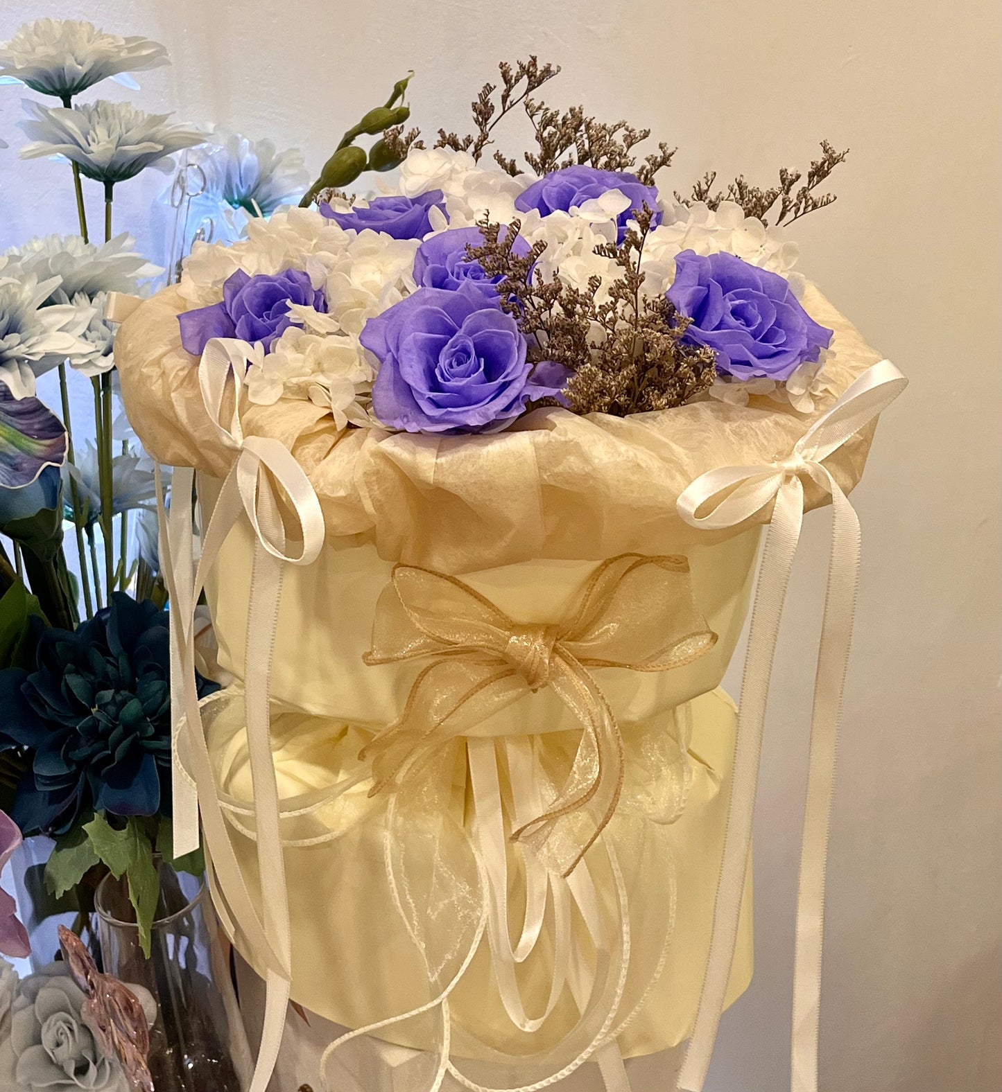Purple Preserved Roses Bouquet