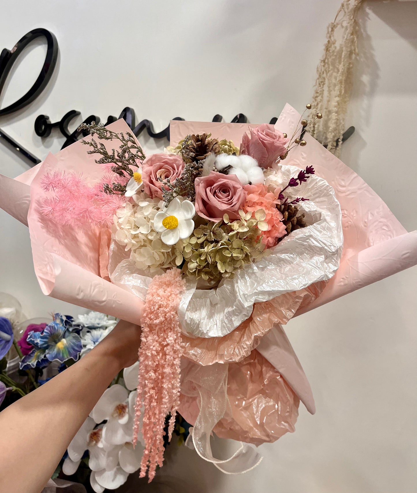 Preserved Pink Roses Bouquet