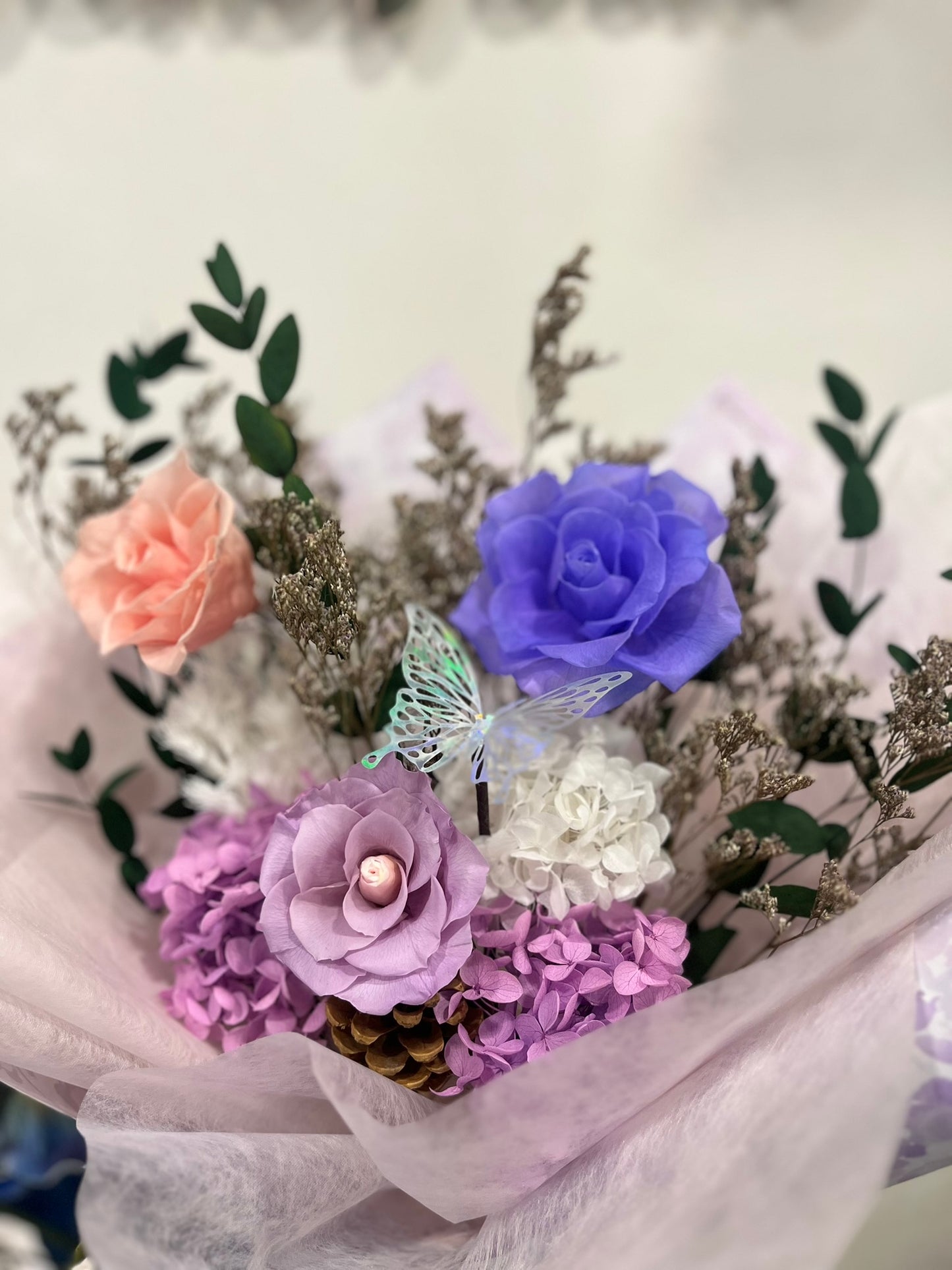 Purple Preserved Roses Bouquet