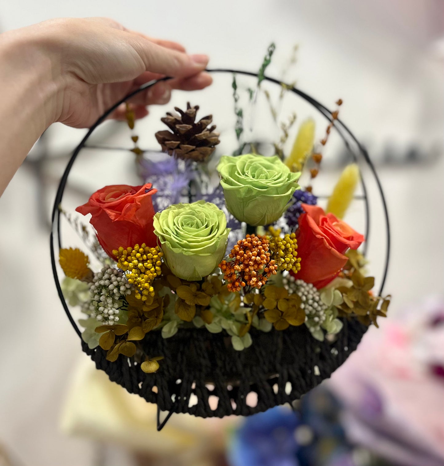 Tiny Garden Preserved Roses Floral Arrangement