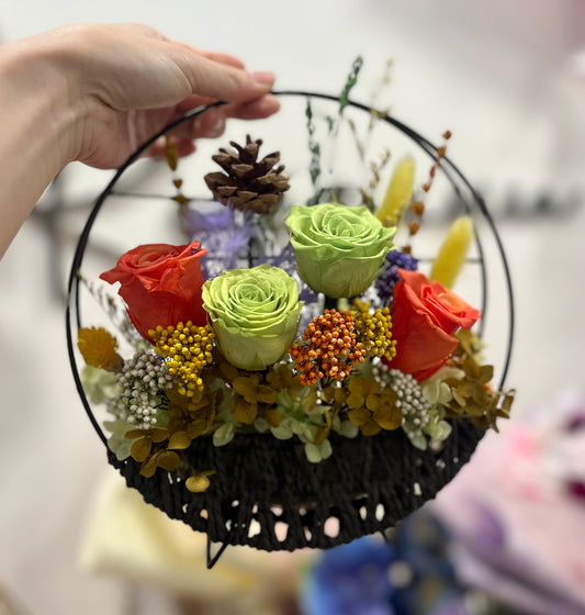 Tiny Garden Preserved Roses Floral Arrangement