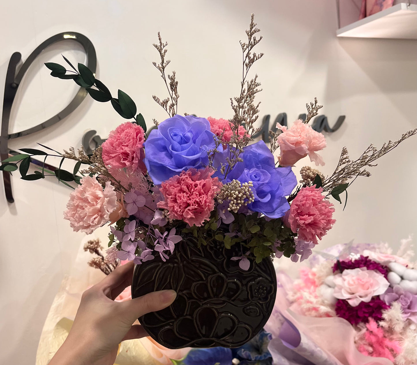 Preserved Roses and Carnations Floral Arrangement