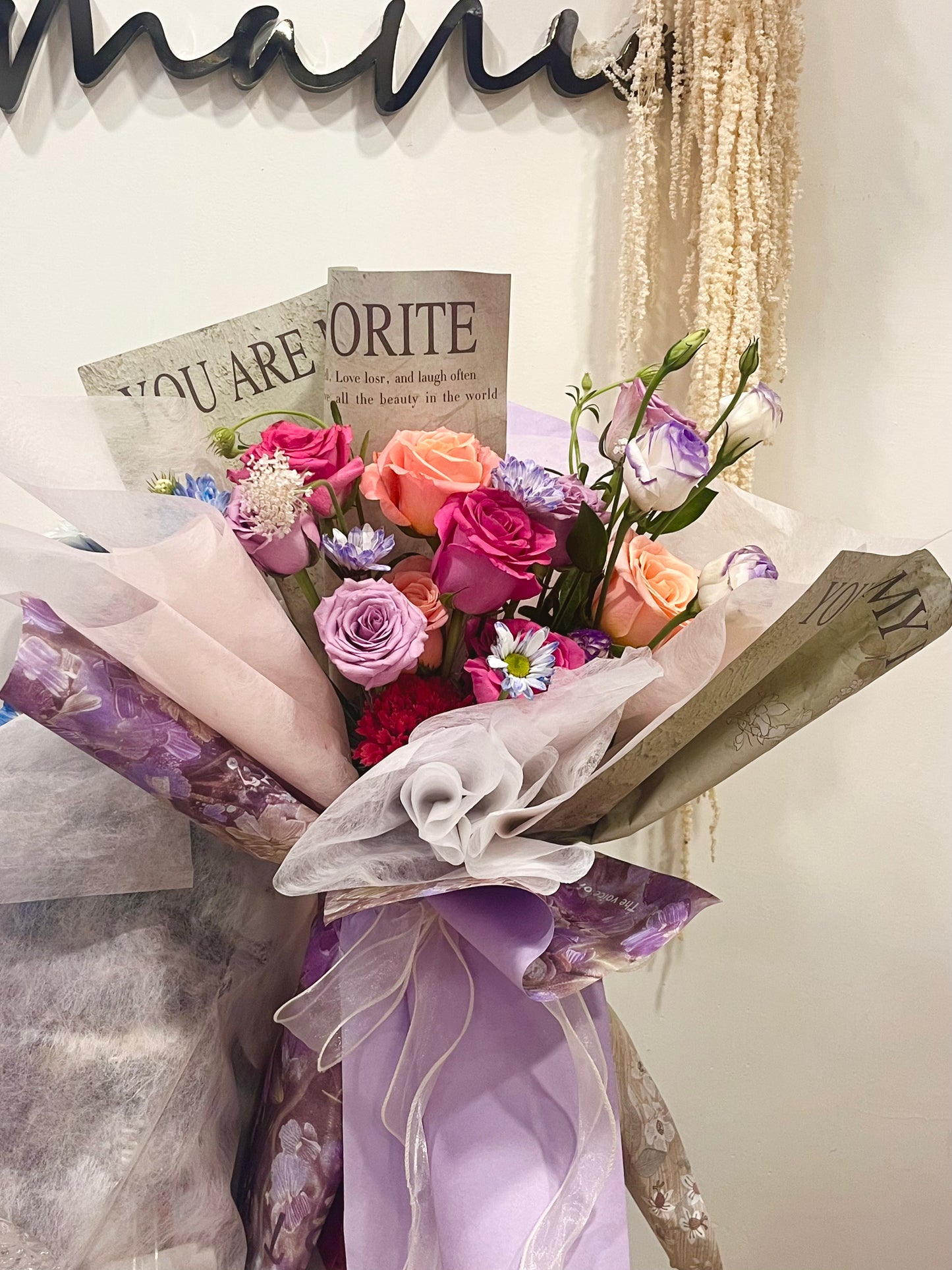 Fresh Bright Roses and Flowers Bouquet