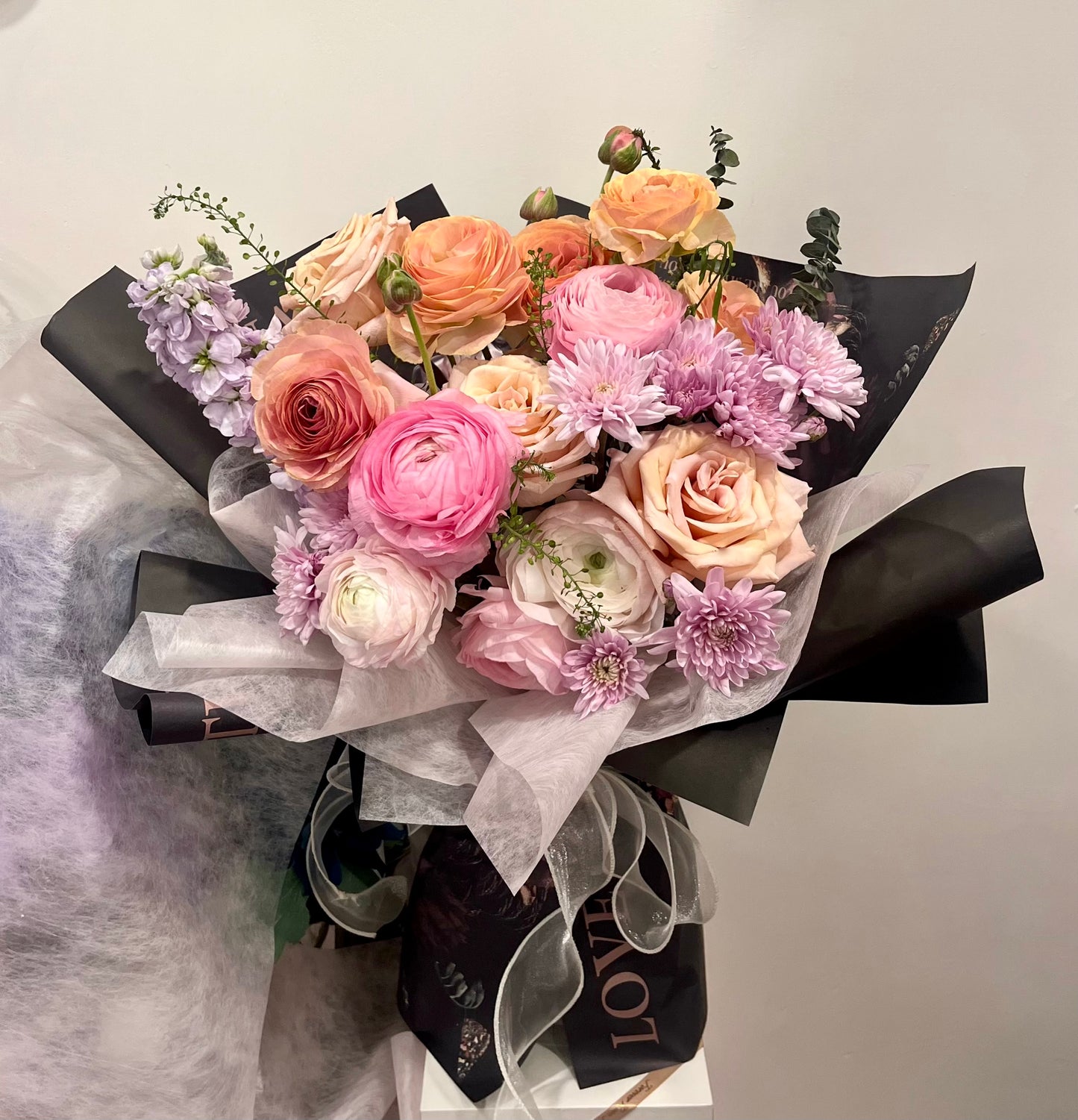 Fresh Ranunculus and Roses Bouquet