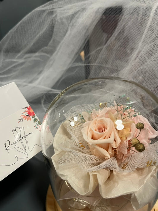 Preserved Pink Rose Bouquet in a Dome