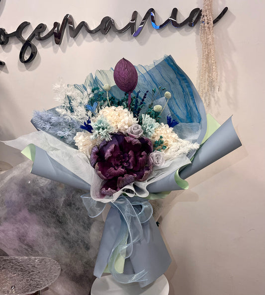 Preserved Blue Purple Bouquet