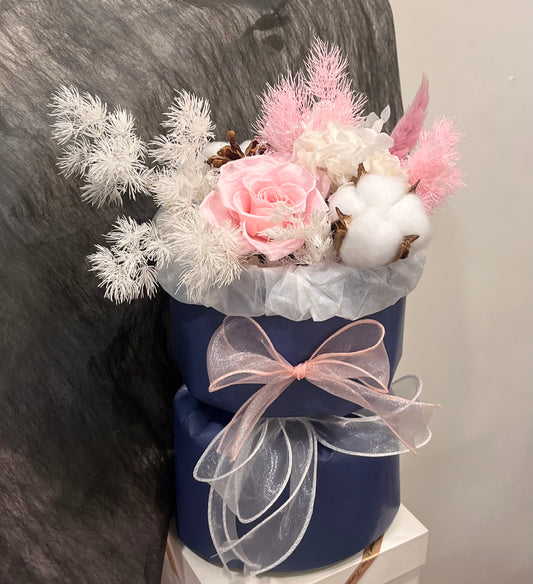 Pink & White Preserved Roses Bouquet