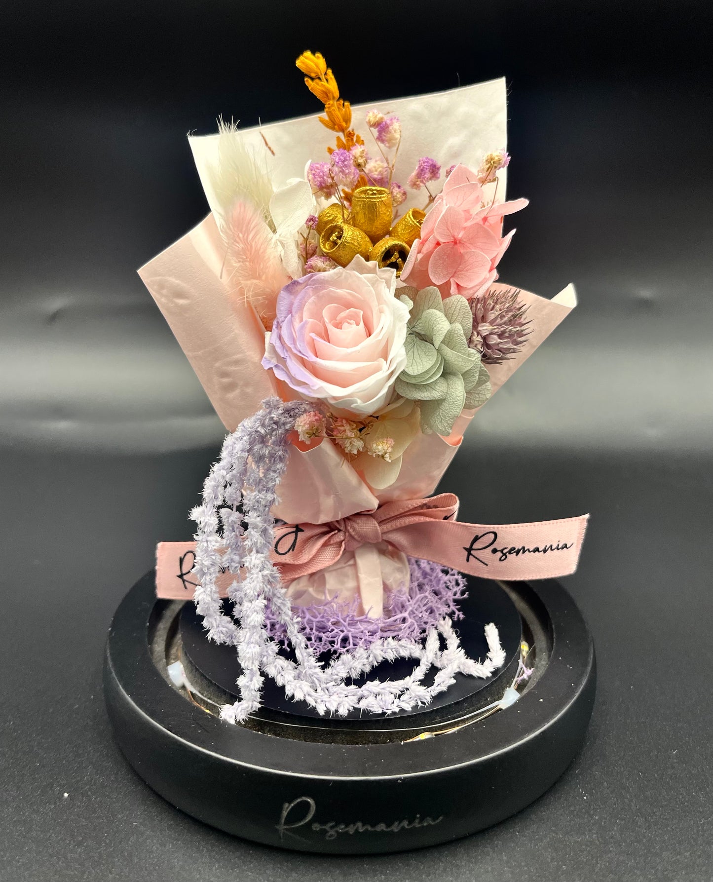 Preserved Rose Mini Bouquet Glass Dome
