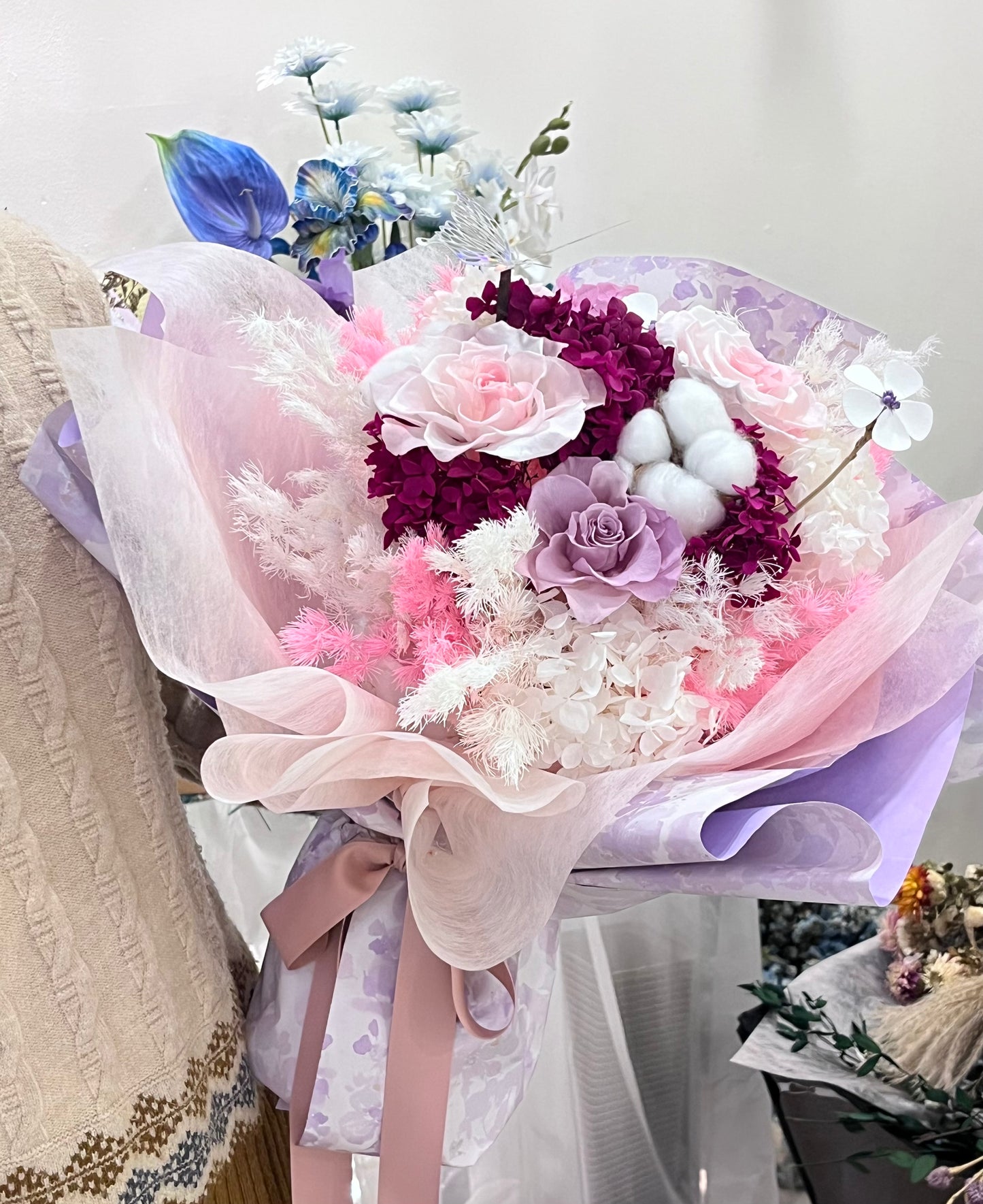 50cm Purple Tone Preserved Roses Bouquet