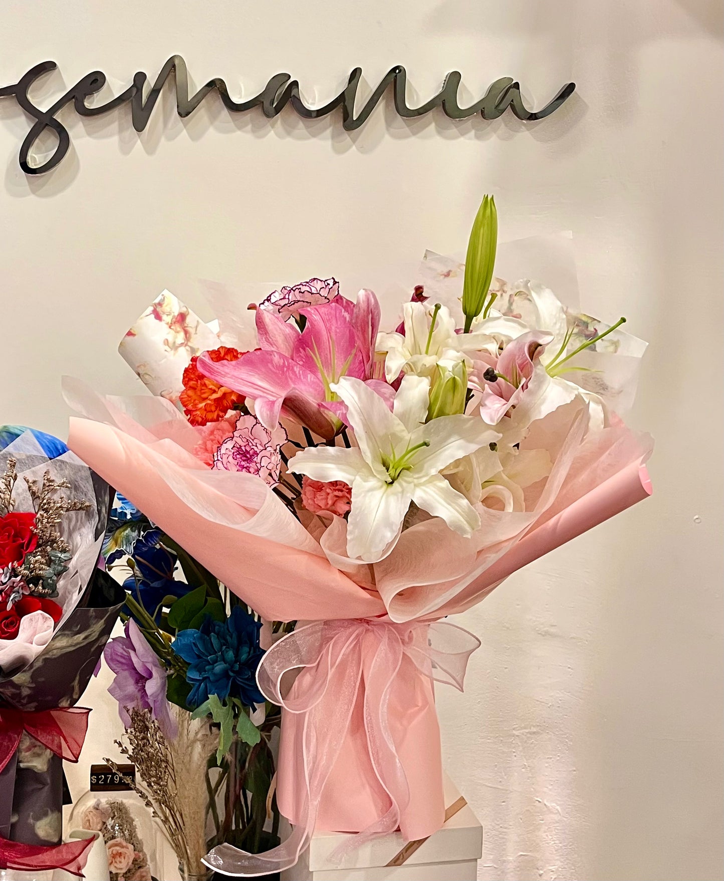 Fresh Pink and White Lily Bouquet